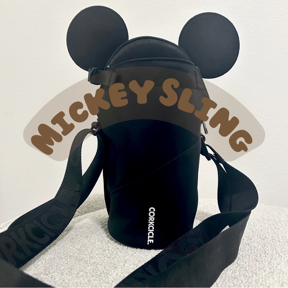 Black Corkcicle Mickey Ears Sling with Bottle Holder